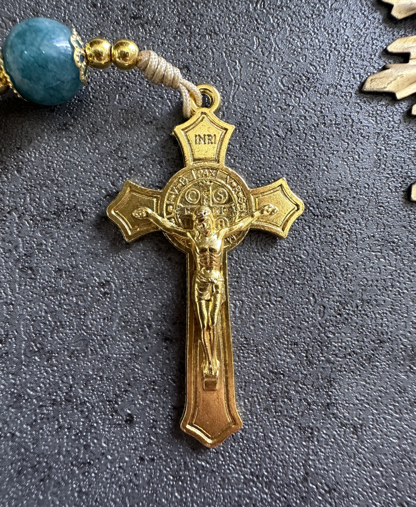 Heavenly Serenity Rosary | Blue Chalcedony, Wood Beads | Catholic Prayer Beads
